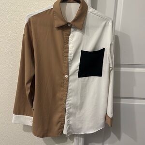 Women’s tricolor button up blouse